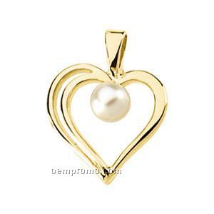 Ladies' 14ky 4mm Cultured Pearl Heart Pendant