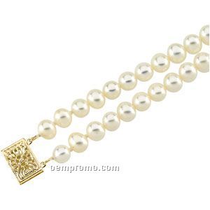 Ladies' 7" Freshwater Cultured Pearl Double Strand Bracelet W/14k Clasp