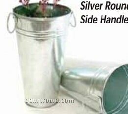 8"X15" Silver Round W/ Top Handle & Hard Liner Galvanized Containers