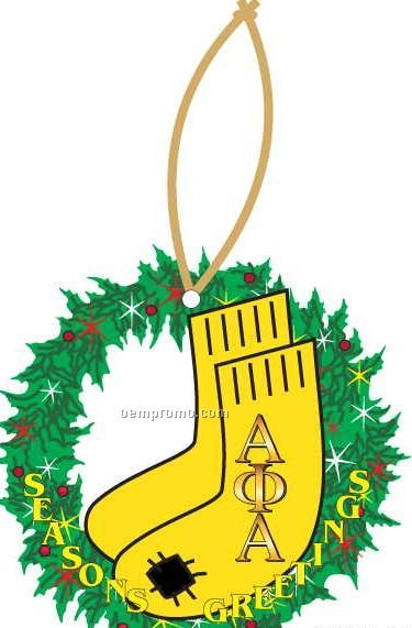 Alpha Phi Alpha Fraternity Socks Wreath Ornament / Mirror Back (3 Sq. Inch)