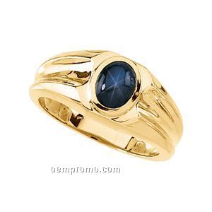 Gents' 14ky 8x6 Synthetic Blue Star Sapphire Ring