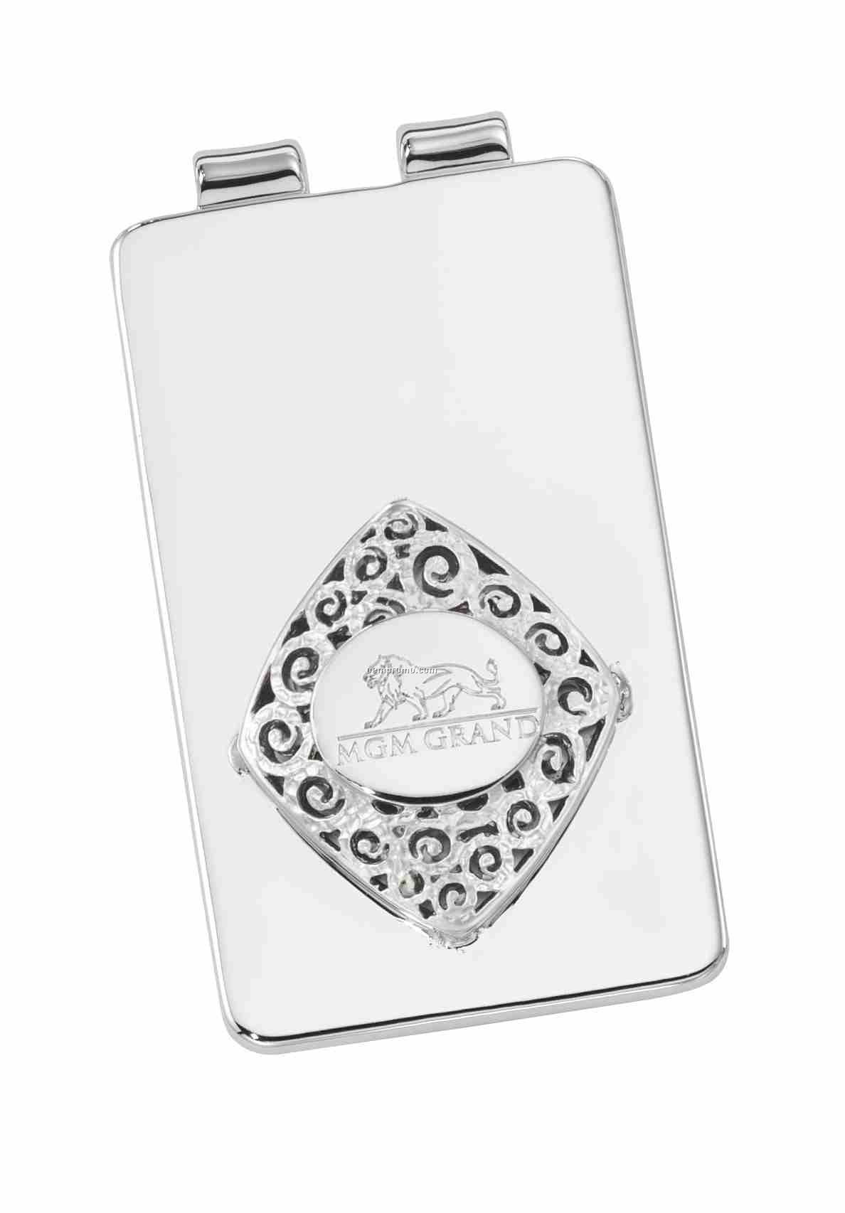 Ovations - Grandeur Silver Plated Money Clip - Oval Area For Laser Engrave