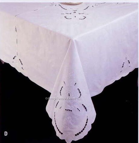 Cotton 36"X36" Square Tablecloth & 4 Napkins With Madeira Cutwork
