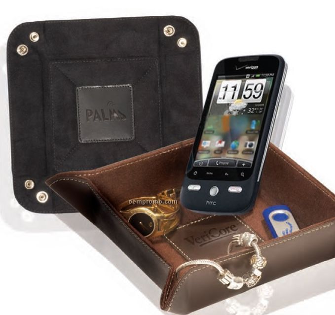 Grand Street Catch All Leather Personal Accessory Tray
