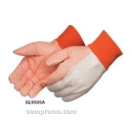 Men's 10 Oz. Canvas Work Gloves W/ Orange Pvc Dots