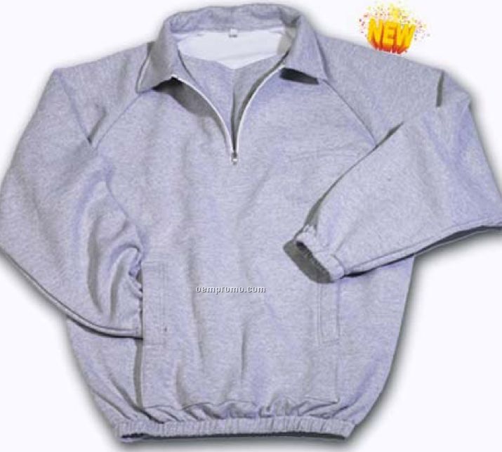 Kangaroo Pocket Quarter Zip Sweatshirt W/ Wind Flap (Neutral)