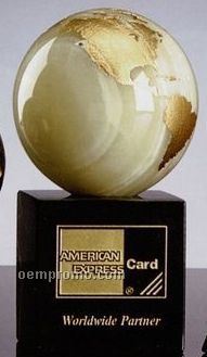 5" Marble World Globe Award W/ Cube Base