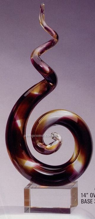 Art Glass Sculpture - 14" Brown Squiggle
