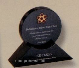 Black Marble Disk Award W/ Triangle Base (6"X5")