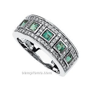 14kw Genuine Emerald And Diamond Ring
