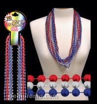 36" Red/ Silver/ Blue Round Bead Necklace