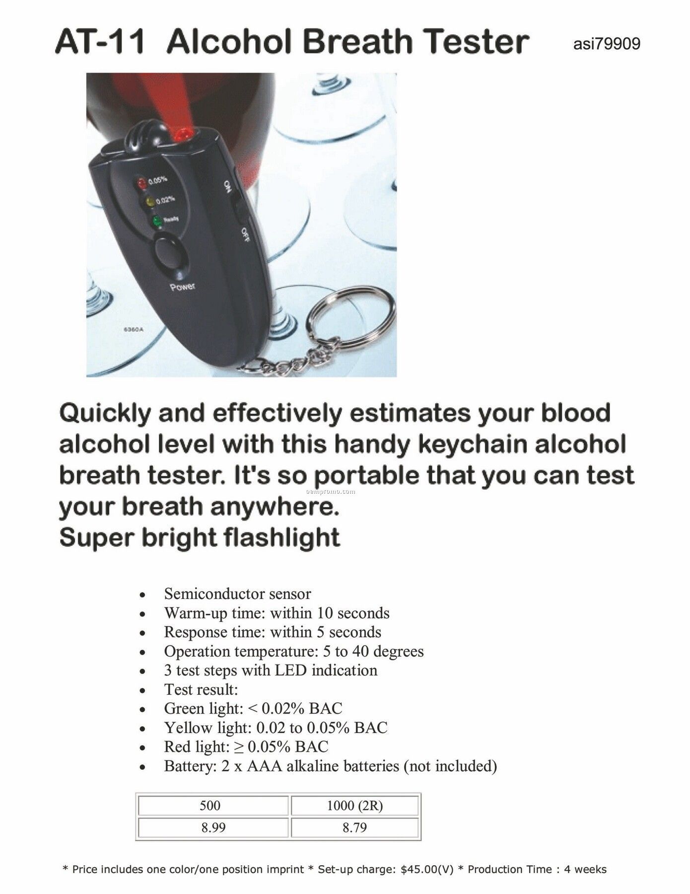 Alcohol Tester/Breathalyzer/Flashlight