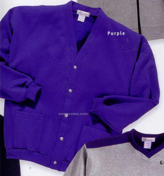 Cotton & Polyester Blend Cardigan Fleece Sweater (Neutrals)