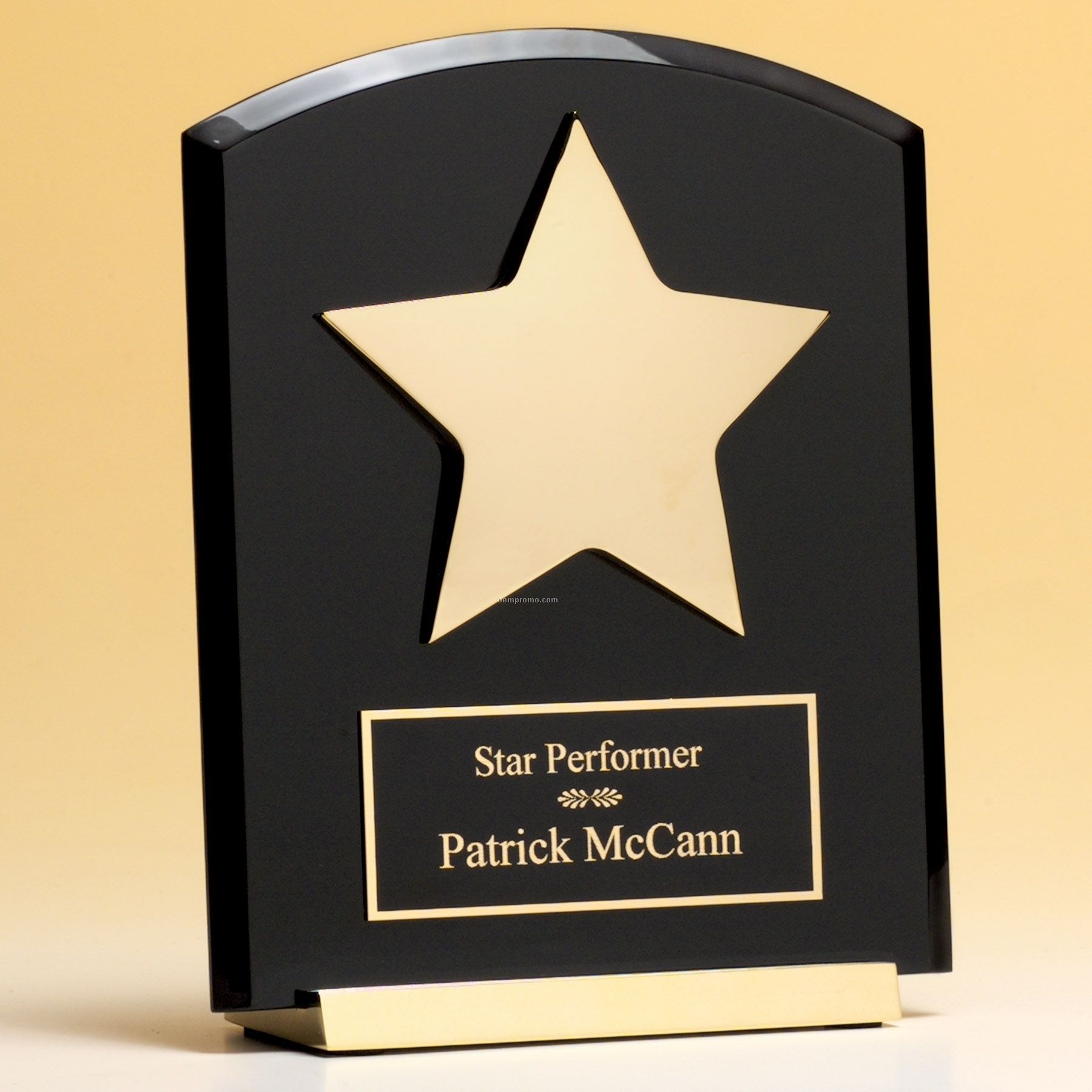 Desktop Award - Black Acrylic Upright W/ Gold Base & Star