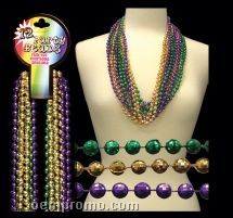 33" Mardi Gras Round Bead Faceted Necklace