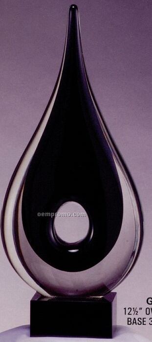 Art Glass Sculpture - Dark Brown Teardrop W/ 1 Hole