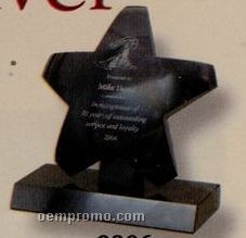 Black Marble Star Award W/ Rectangle Base (6"X5")
