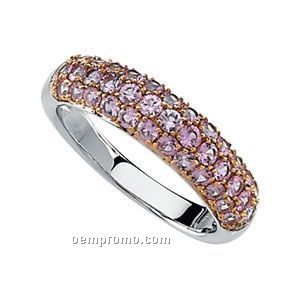 Ladies' 14kw/Rose Gold Plated Genuine Pink Sapphire Ring