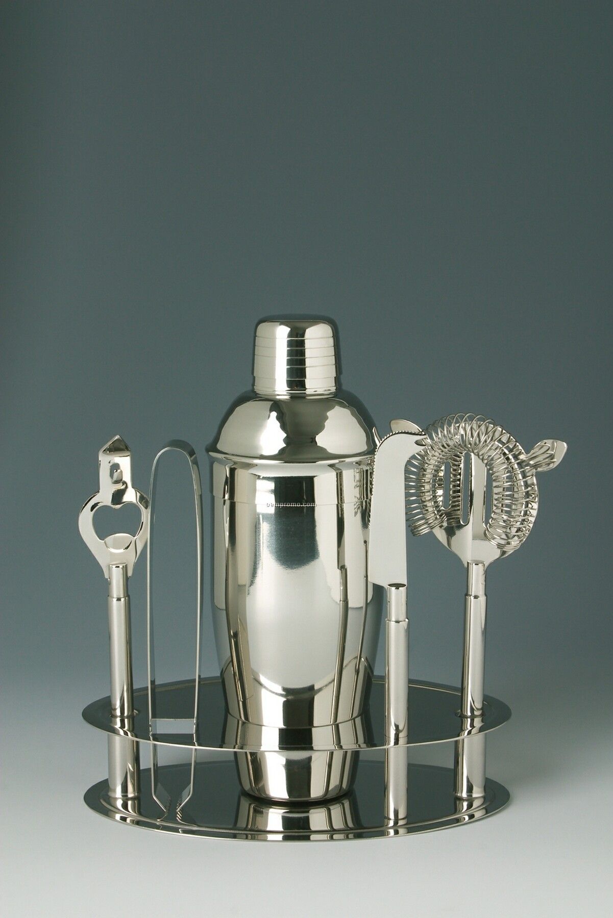 Side Bar Cocktail Shaker Set With Tongs (No Imprint)