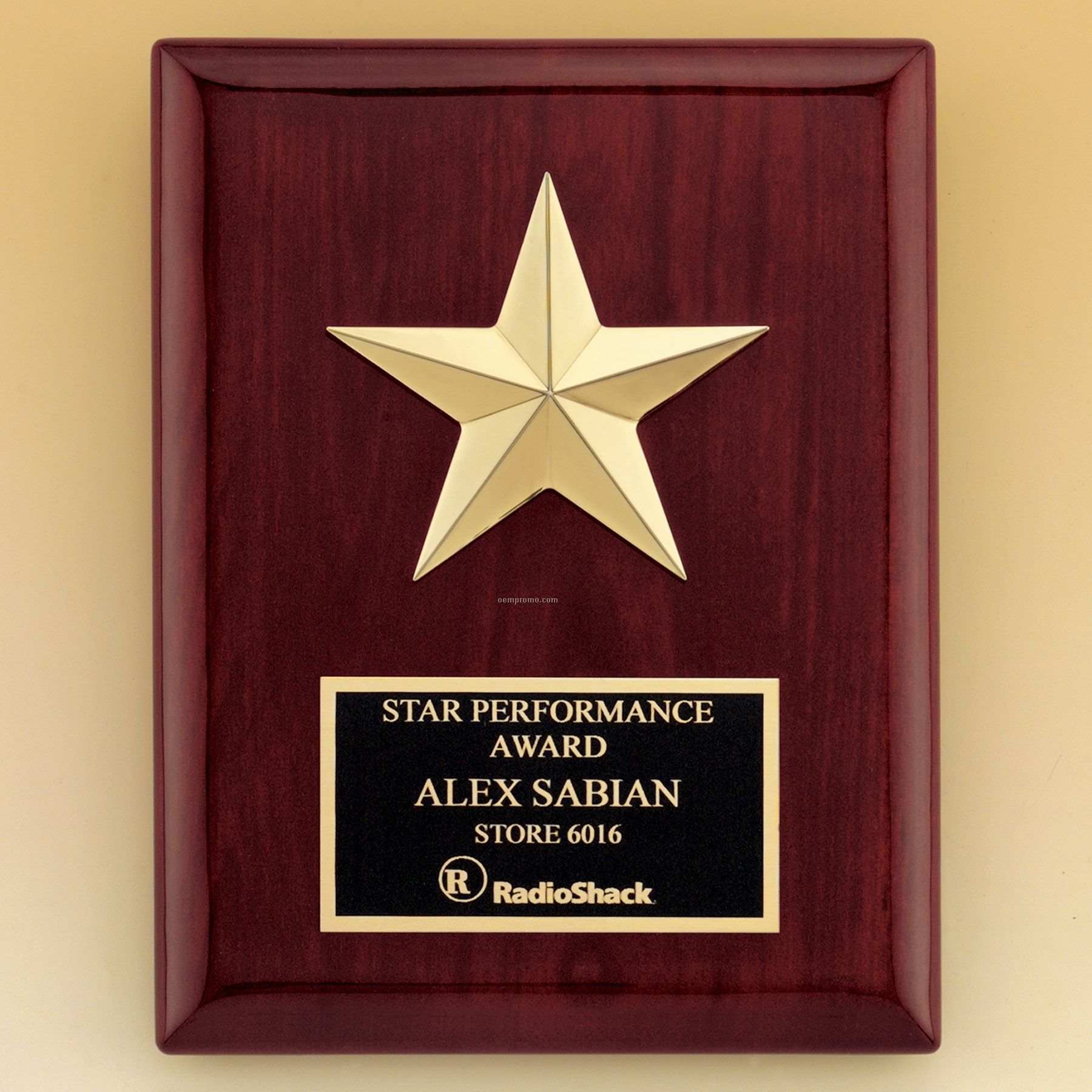 Star Casting W/ Gabled Points On Rosewood Finish Plaque