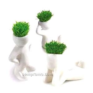 Ceramic Grass Head Figurine
