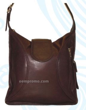 Ladies Dark Brown Savannah Side Zip Bag W/ Cell Phone Pocket