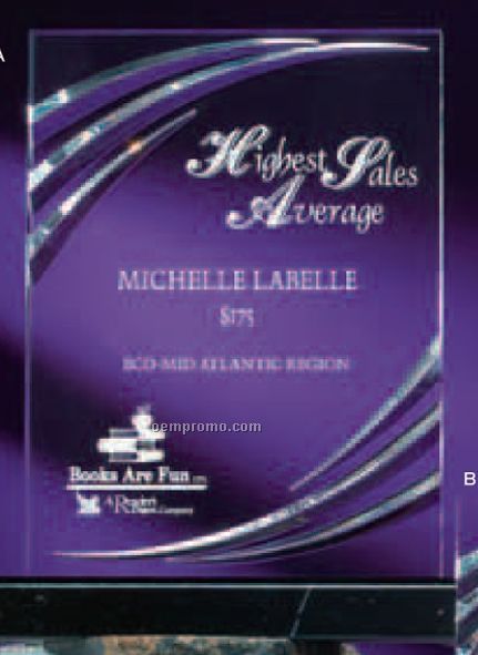 Acrylic Rectangular Nouveau Series Award On Black Marble Base (7")