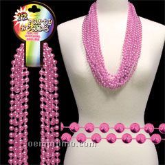 33" Metallic Pink Round Beads Necklace