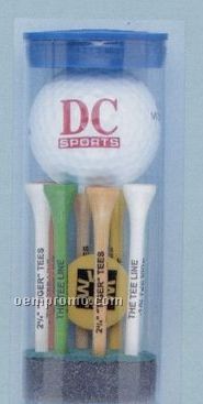 Best Buy Golf Ball Tube W/1 Golf Ball, Eight 2-3/4" Tees & 1 Marker