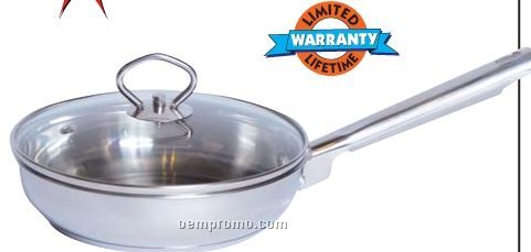 Maxam 8" Stainless Steel Fry Pan With Glass Cover