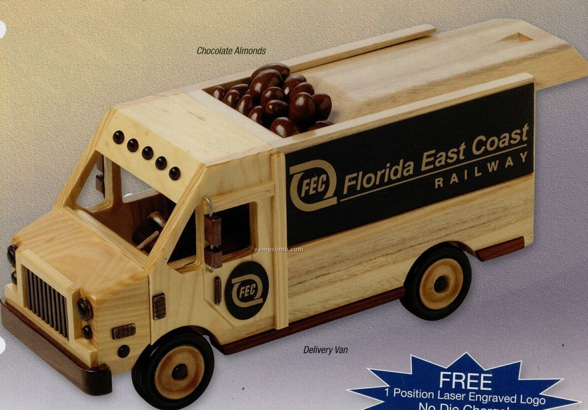 Wooden Delivery Van W/ Chocolate Almonds