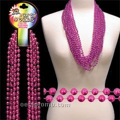 33" Metallic Hot Pink Round Beads Necklace