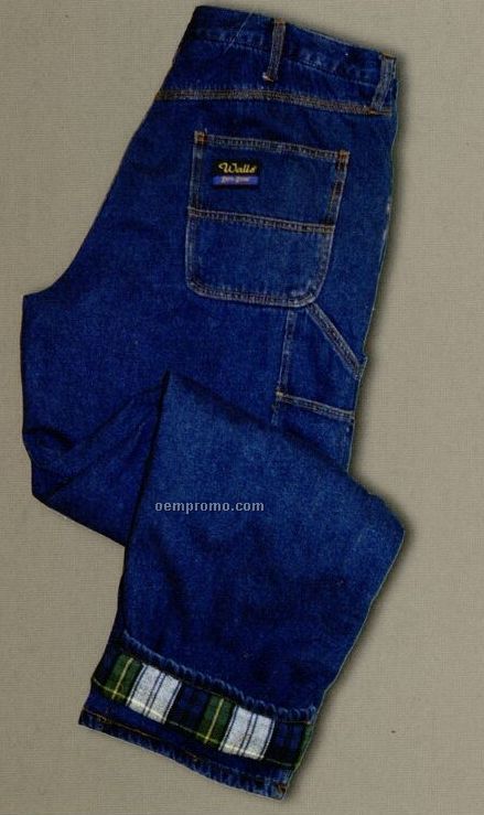 Walls Stonewashed Flannel Lined Denim Dungarees Pants