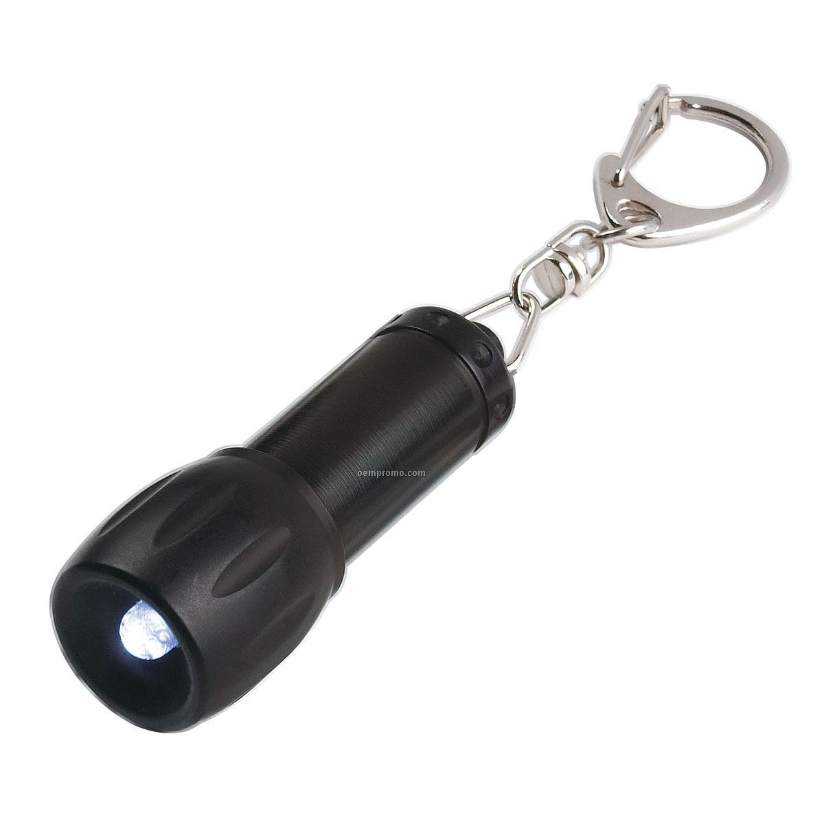 Black Aluminum Flashlight W/ Key Clip Keychain
