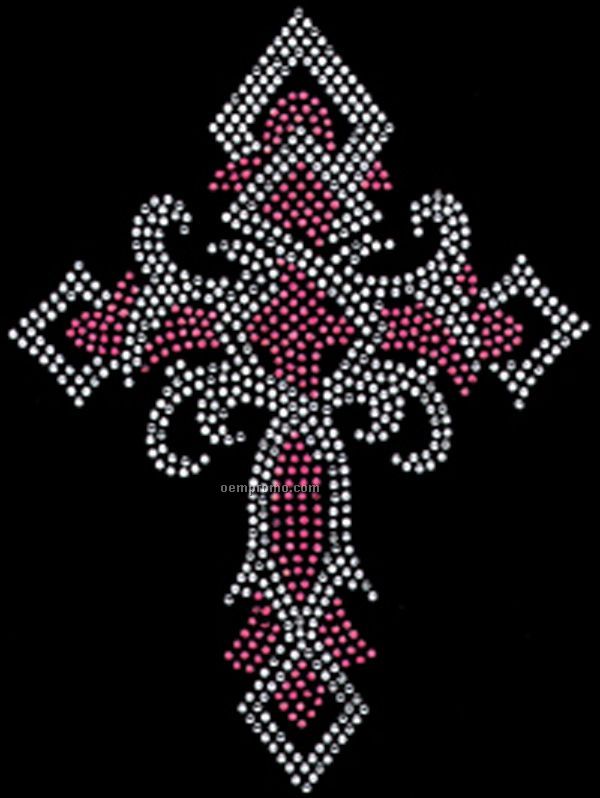 Cross Clear And Red Rhinestone Transfer