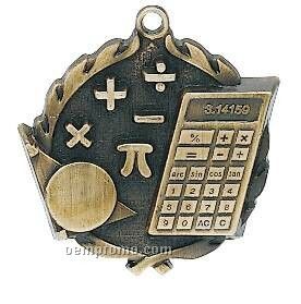 Medal, "Math W/ Calculator" Wreath - 2-1/2" Dia.