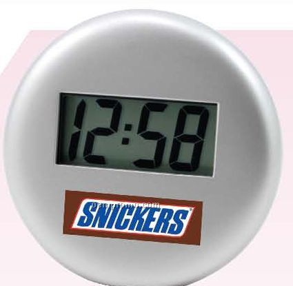 Round Stylish Metal Quartz Lcd Alarm Clock