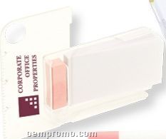 White W/ Pink Trim Memo Pad Holder W/Ruler & Magnifying Glass (Printed)