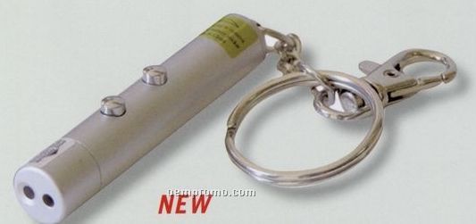Silver Laser Pointer & LED Light Up With Metal Key Tag