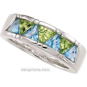 Sterling Silver Genuine Multi-color Gemstone Ring