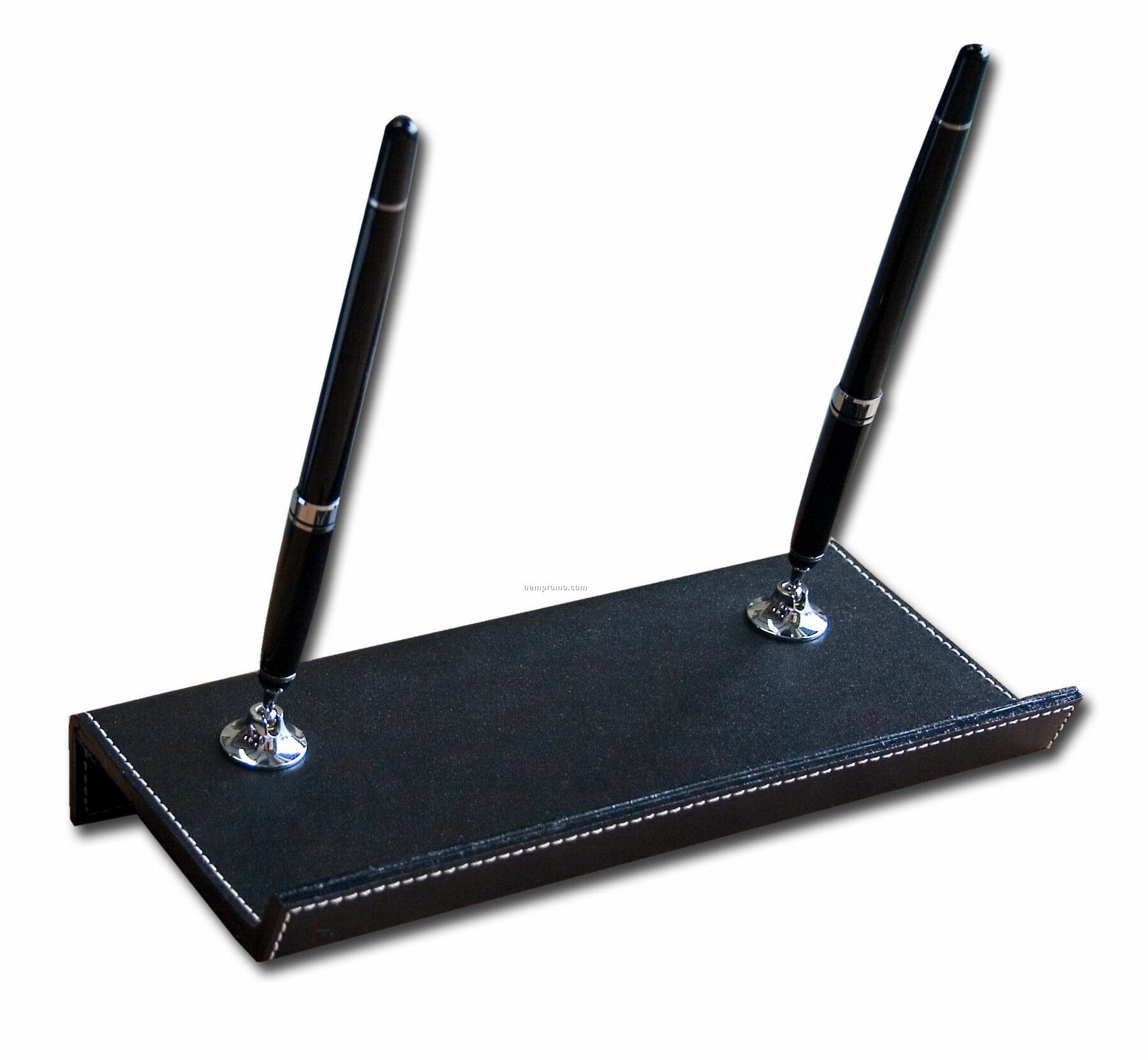 Black Eco-friendly Leather Double Pen Stand