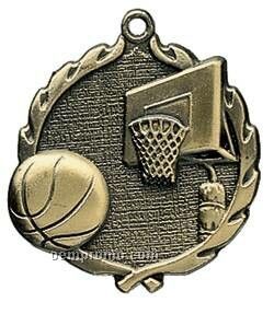 Medal, "Basketball" Wreath - 2-1/2" Dia.