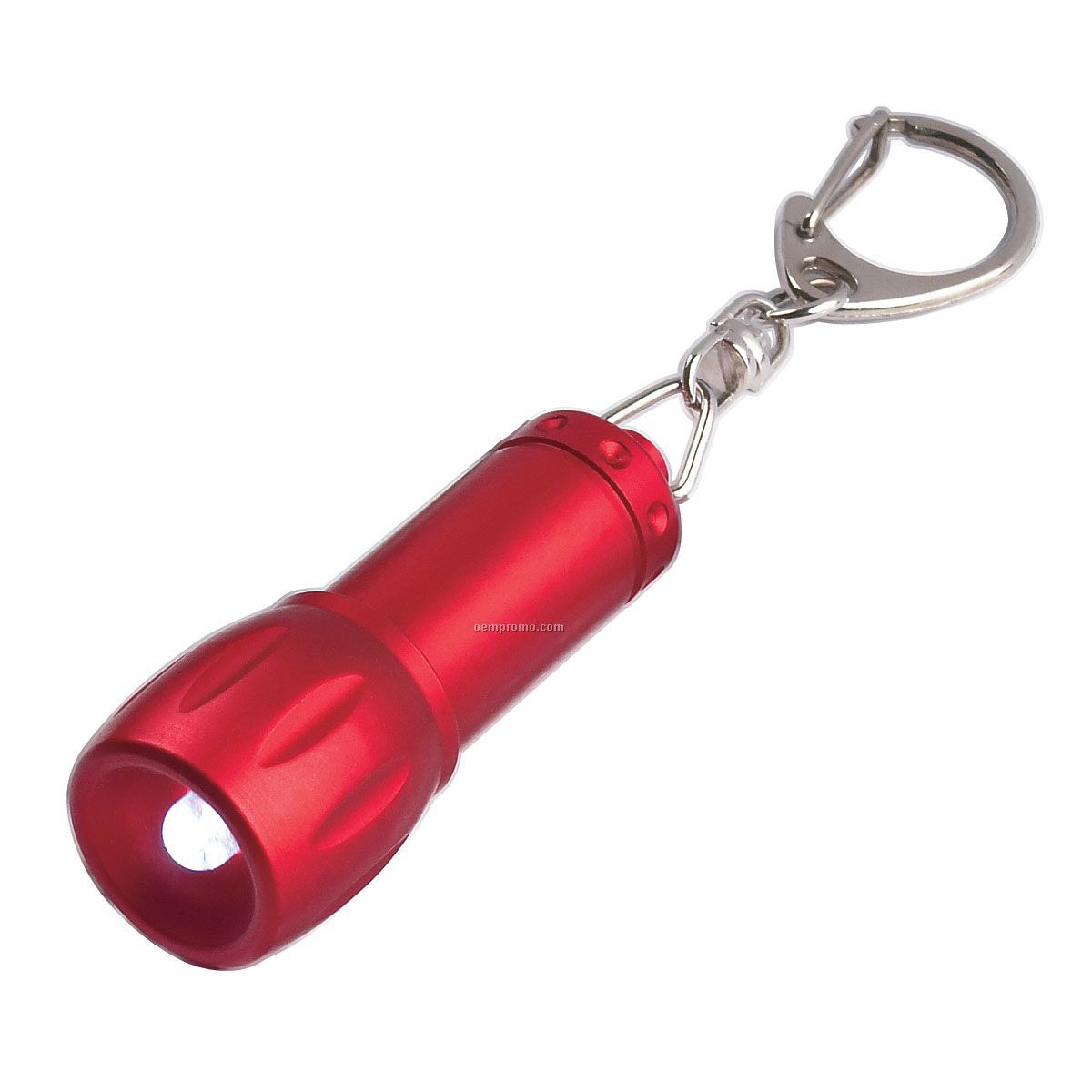 Red Aluminum Flashlight W/ Key Clip Keychain