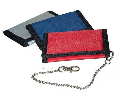 Tri-fold Wallet W/ 6 Inside Pockets & Security Chain (4-7/8"X3-1/8")