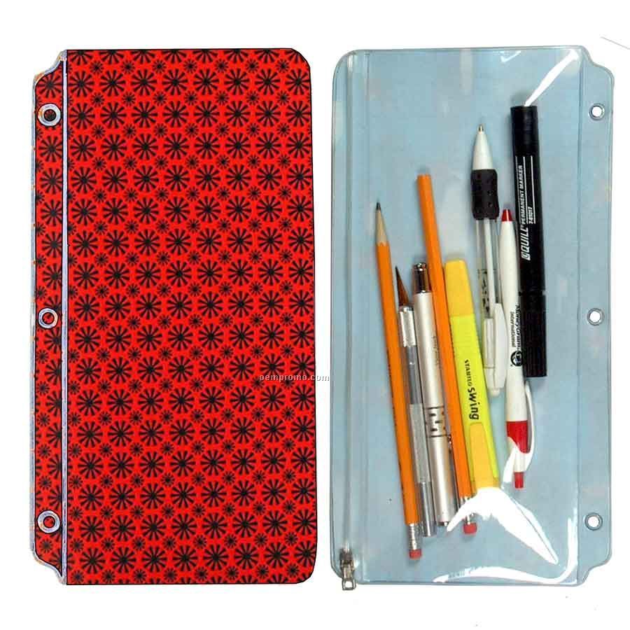 3d Lenticular Pencil Pouch (Red W/ Black Stars)
