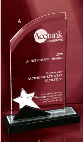 Acrylic Slant Award With Silver Star & Marble Base