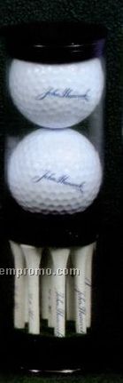 Golf Tube Pack With Nine 2 3/4" Tees & 2 Top Flite Golf Balls