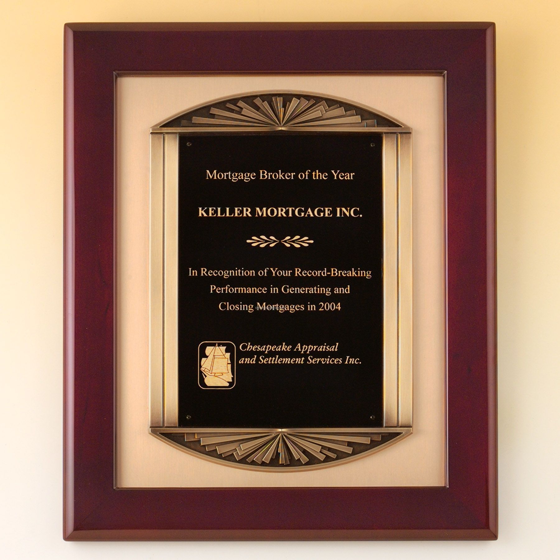 Rosewood Stained Piano Finish Plaque Frame