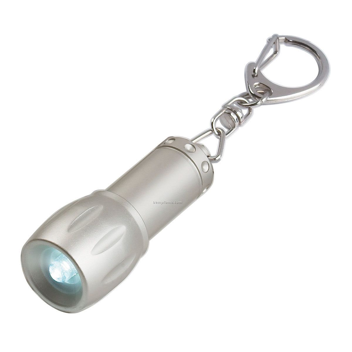 Silver Aluminum Flashlight W/ Key Clip Keychain