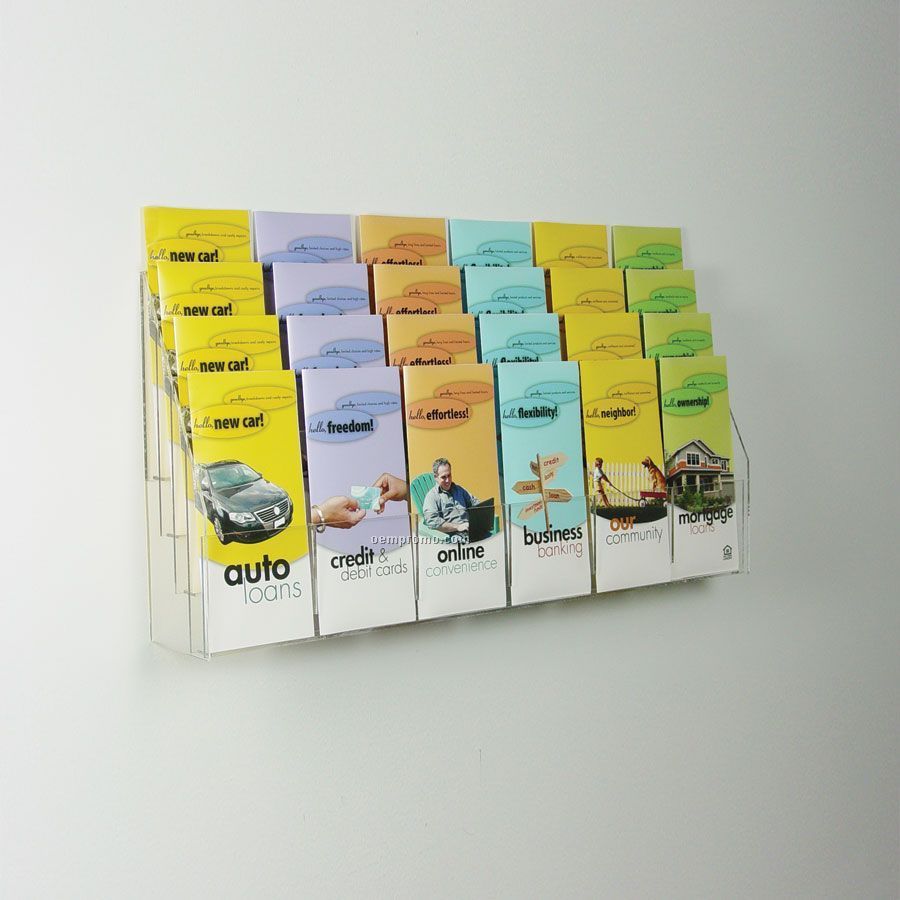 24 Pocket Clear Acrylic Wall Brochure Holder
